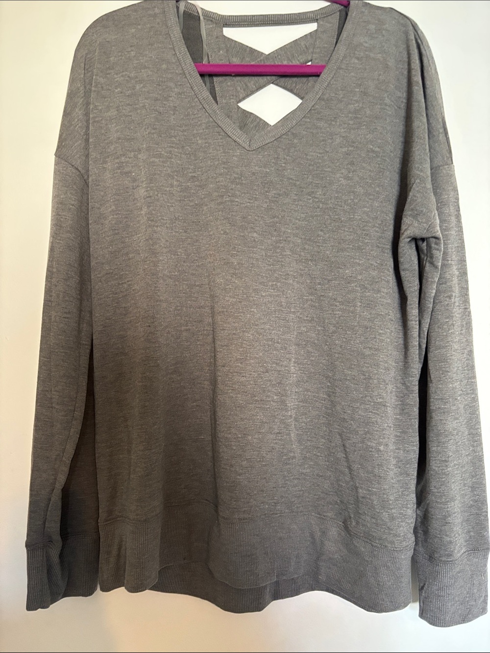 Women's Grey V-Neck Pullover Sweater